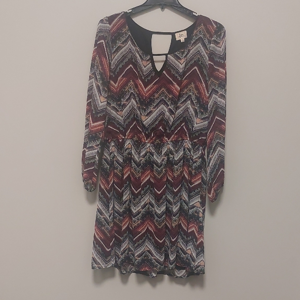 Born Famous Multi Color Chevron Zig Zag Patteen Lined Dress Plus Sz 2X
